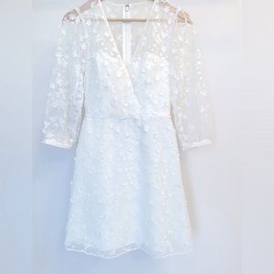 BCBGMaxAzria • NWT Tulle Floral Short Mini Dress Off White Size 0